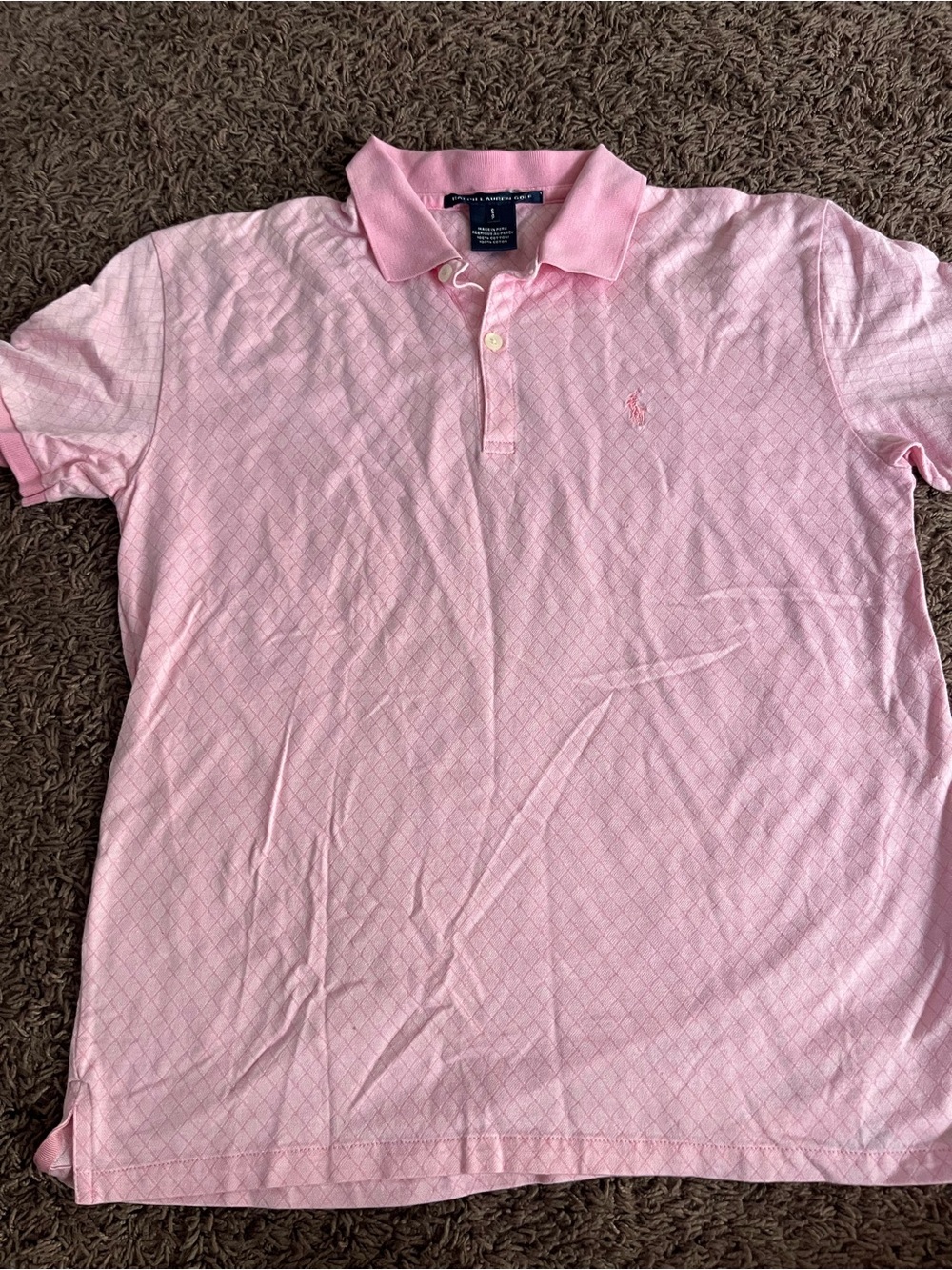 Women’s Ralph Lauren Golf Pattern Pink Polo Shirt Size Small